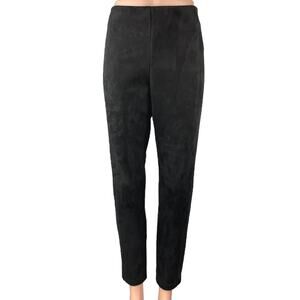 Tahari Women's Black Faux Suede Vegan High Waisted Straight Trouser Pants Size M